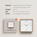 mooas Wooden Frame Flatwood Wall Clock,12" Wood Wall Clock Non-Ticking Sweep Movement Decorative Wall Clock Battery Operated Wall Clock for Home Living Room Kitchen Bedroom Office School(Dark Brown) mooas