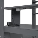 RuiSiSi Dark Gray Full Gaming Loft Bed with Desk and LED Lighting RuiSiSi