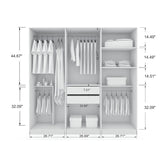 Manhattan Comfort Gramercy 3-Sectional Wood Wardrobe Armoire Closet in White Manhattan Comfort