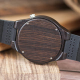 BOBO BIRD Men's Bamboo Wooden Watch with Black Cowhide Leather Strap 12 Holes Timer Design Sports Casual Watches BOBO BIRD