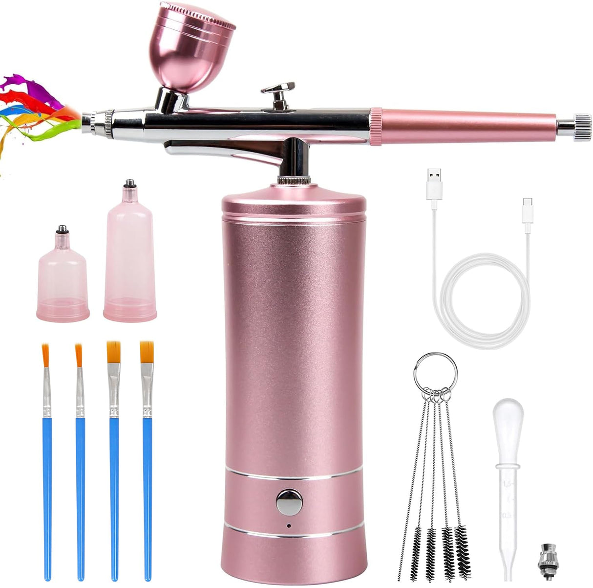 Airbrush-Kit Rechargeable Cordless Airbrush Compressor -Auto Handheld Airbrush Gun, Airbrush Set Portable Wireless Air Brush for Barber, Nail Art, Cake Decor, Makeup, Model Painting rhinowisdom