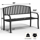 50" Heavy Duty Outdoor Bench, Wrought Iron Weatherproof Garden Bench Black Metal Patio Bench for Park Proch Yard 880lbs Maemttes