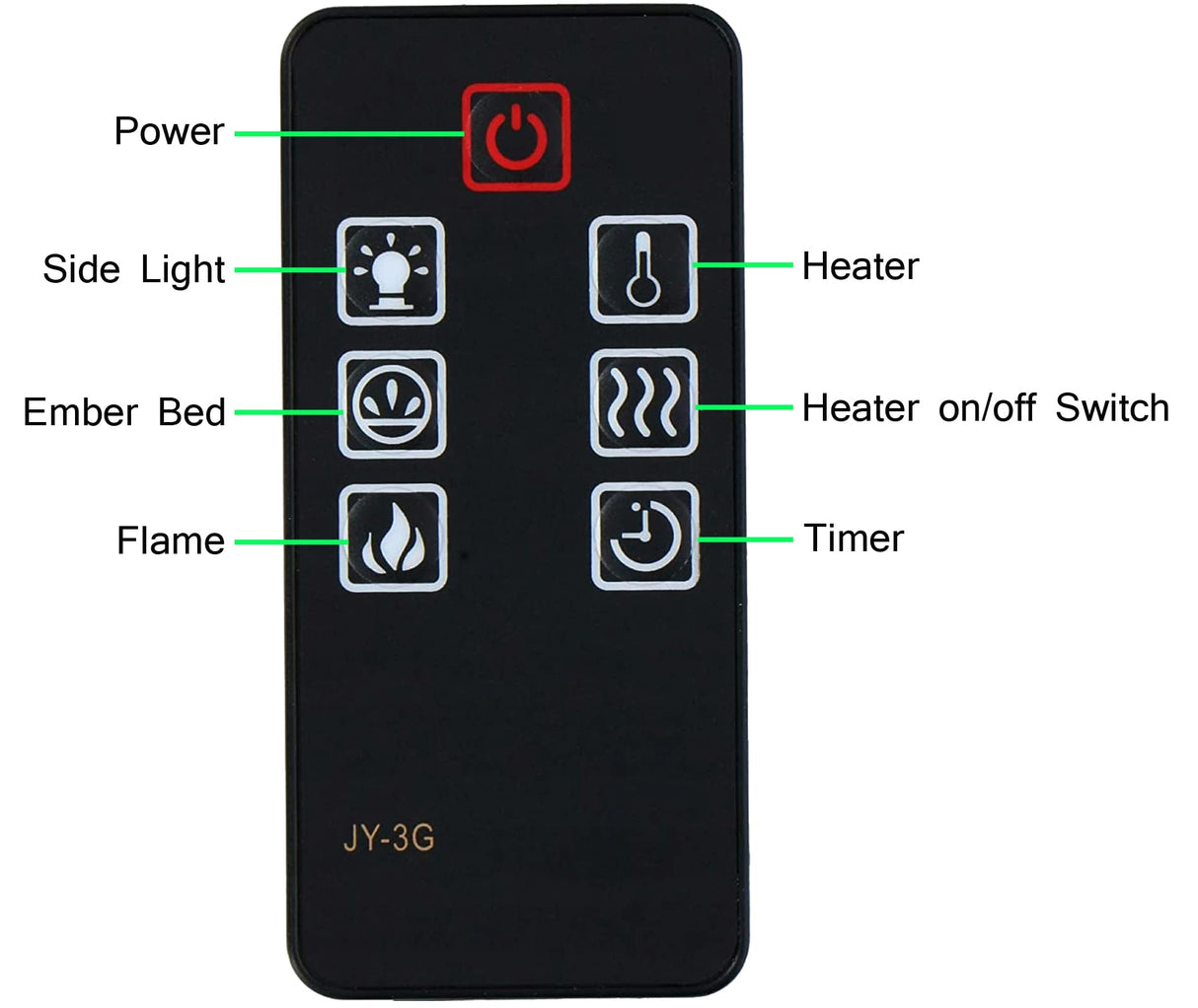 GENGQIANSI Replacement for Della Muskoka Pleasant Hearth Electric Fireplace Heater Remote Control JY-3G GENGQIANSI
