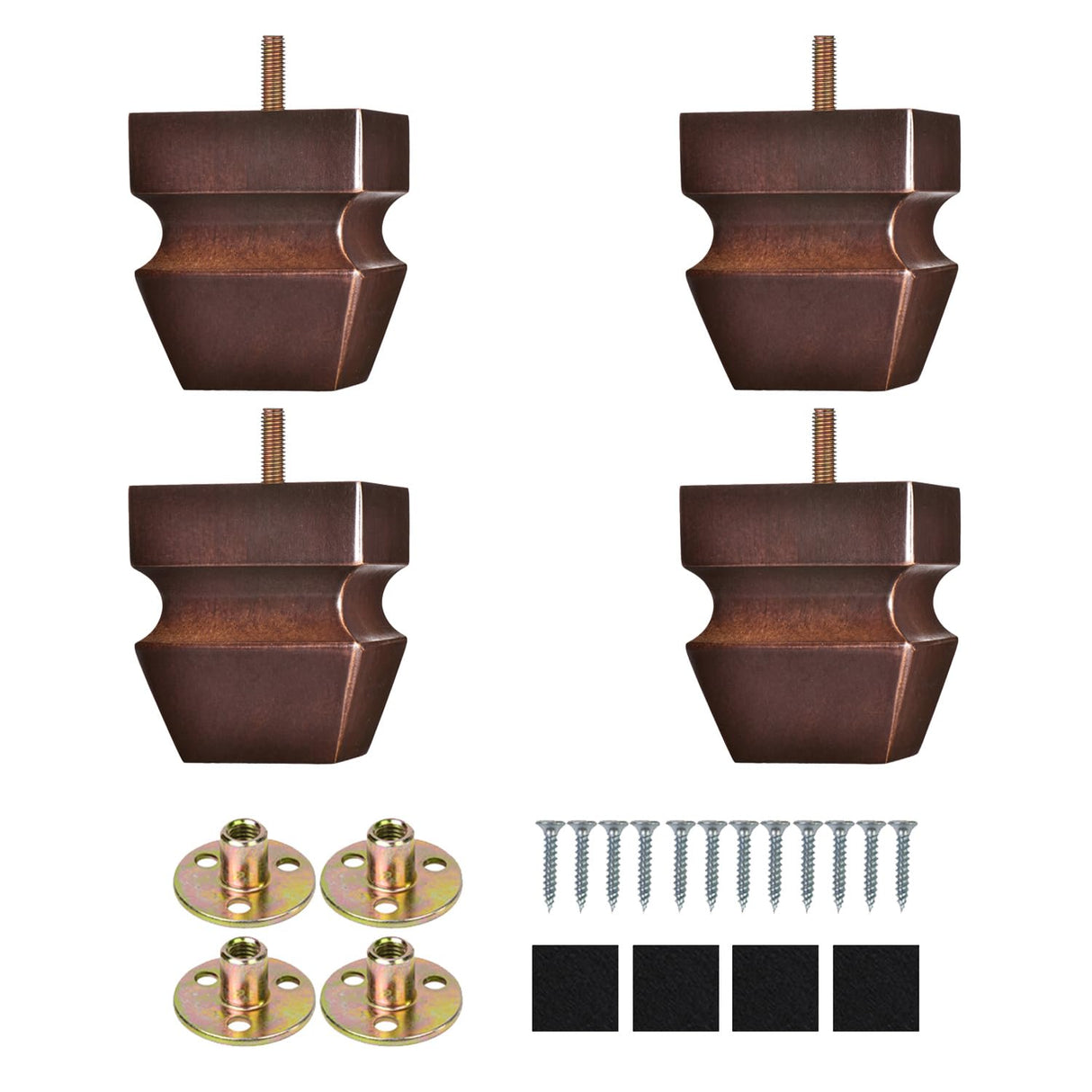 Michanco 3 Inch Square Wood Legs for Furniture Set of 4,Replacement Couch Feet,Sofa Legs,Furniture Legs with M8 Bolt Screw in Espresso Michanco