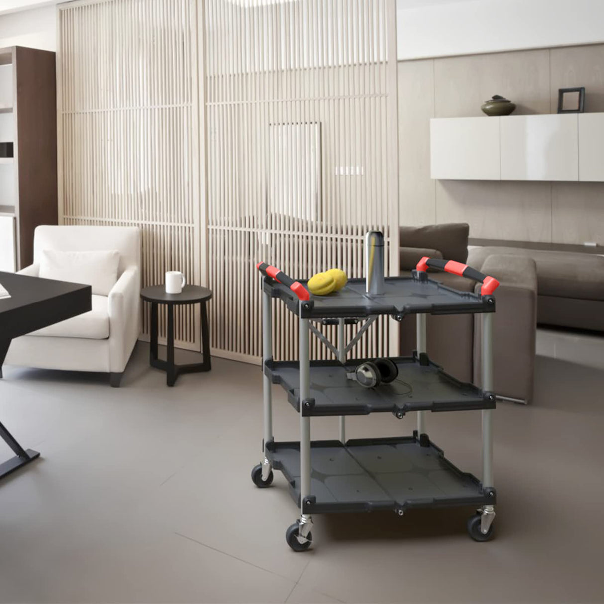 Olympia Tools 410-007 Pack-N-Roll 150 lbs Folding Collapsible Service Cart, Black/Red Olympia Tools