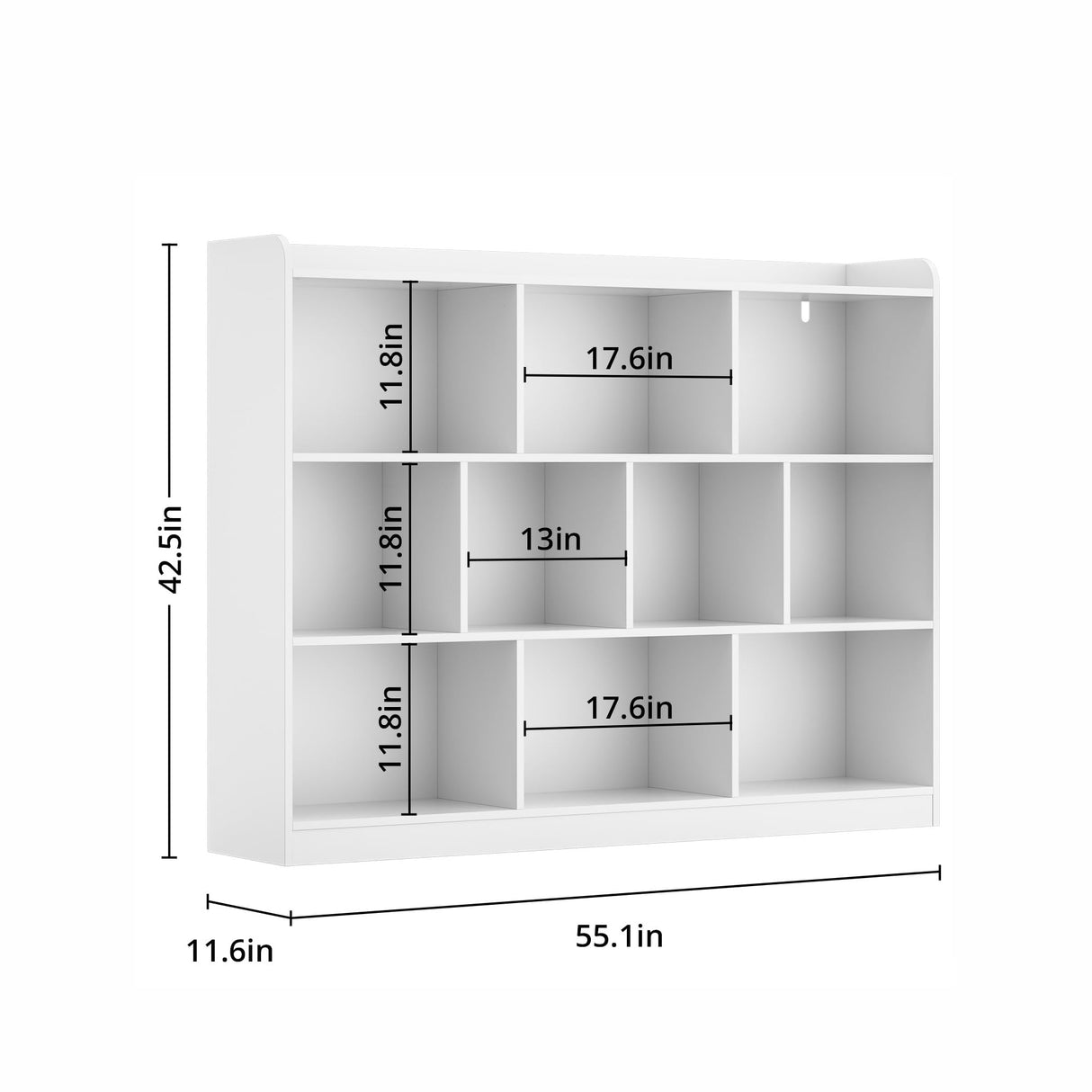 DIYART White Bookshelf, Wood Bookcase with 3 Tier Open Shelves, 10-Cube Minimalist Storage Shelf for Living Room, Bedroom, 55.1" W x 42.5" H DIYART