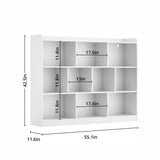 DIYART White Bookshelf, Wood Bookcase with 3 Tier Open Shelves, 10-Cube Minimalist Storage Shelf for Living Room, Bedroom, 55.1" W x 42.5" H DIYART