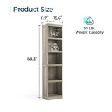 LINSY HOME 5-Shelf Bookcase, Narrow Bookshelves Floor Standing Display Storage Shelves 68 in Tall Bookcase Home Decor Furniture for Home Office, Living Room, Bed Room - Light Brown LINSY HOME