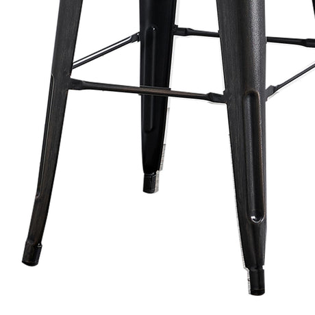 AC Pacific 30” Metal Barstool Set of 2 – Country Rustic Style with Low Back, Lightweight & Sturdy Build, Easy Assembly – Distressed Black AC Pacific