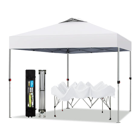 PHI VILLA Outdoor Pop up Canopy 10'x10' Tent Camping Sun Shelter-Series Party Tent, 100 Sq. Ft of Shade (White) PHI VILLA
