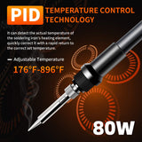 TOAUTO Soldering Station,80W Digital Solder Iron Station Kit with 176°F-896°F Temperature, C/F Func, Auto Standby & Sleep, Temperature Lock,5 Extra Solder Tips, Solder Bracket, Solder Sucker (Orange) TOAUTO