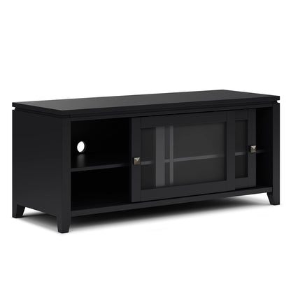 SIMPLIHOME Cosmopolitan SOLID WOOD 48 Inch Wide Contemporary TV Media Stand in Black for TVs up to 55 Inch, For the Living Room and Entertainment Center - WoodArtSupply