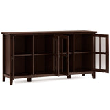 SIMPLIHOME Artisan SOLID WOOD 66 Inch Wide Contemporary Wide 4 Door Storage Cabinet in Russet Brown, For the Living Room, Entryway and Family Room SIMPLIHOME