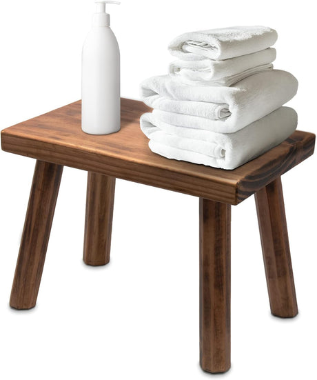 ENKEZI Shower Bench - Shower Foot Rest 12 in, Shower Stool for Shaving Legs, Rustic Scandinavian Stool - Multi-Purpose Wood Plant Stool, Adult Step Stool, (Scandinavian) ENKEZI