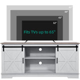 YITAHOME Farmhouse TV Stand for 65 Inch Television Stand, Entertainment Center with Storage Cabinets and Sliding Barn Doors, Rustic Media TV Console Table for Living Room, Grey White/Grey Wash YITAHOME