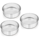 E-far 6 Inch Cake Pan Set of 3, Stainless Steel Round Smash Cake Baking Pans Tins, Non-Toxic & Healthy, Mirror Finish & Dishwasher Safe E-far