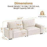 Vesgantti 87'' Chenille Couch for Living Room, 3 Seater Comfy Sofa with Wide Armrest, Thick Spring Cushions, Removable Cover, Modern Cloud Couch for Apartment, Office, Small Space, Chenille Beige Vesgantti