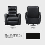 Lexicon Swivel Glider Recliner Chair, Comfy Nursery Glider, Faux Leather Recliner, Manual Reclining Chair for Living Room/Office/Apartment, Black Lexicon