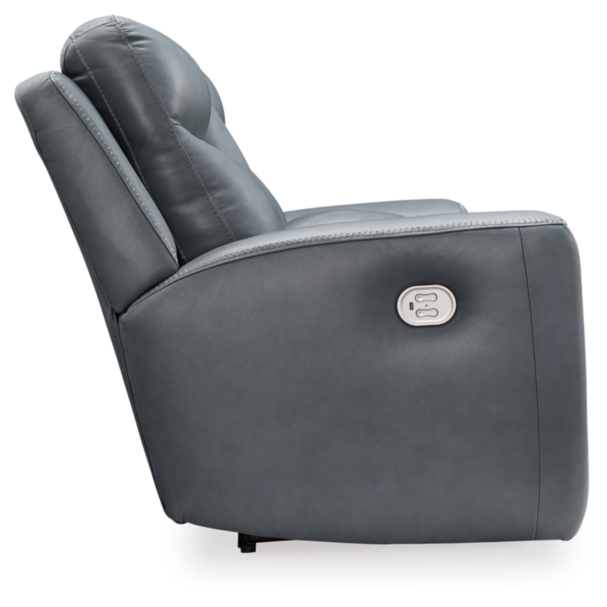 Signature Design by Ashley Mindanao Modern Leather Match Upholstered Power Reclining Loveseat with Console, USB Ports and Cup Holders, Gray Signature Design by Ashley