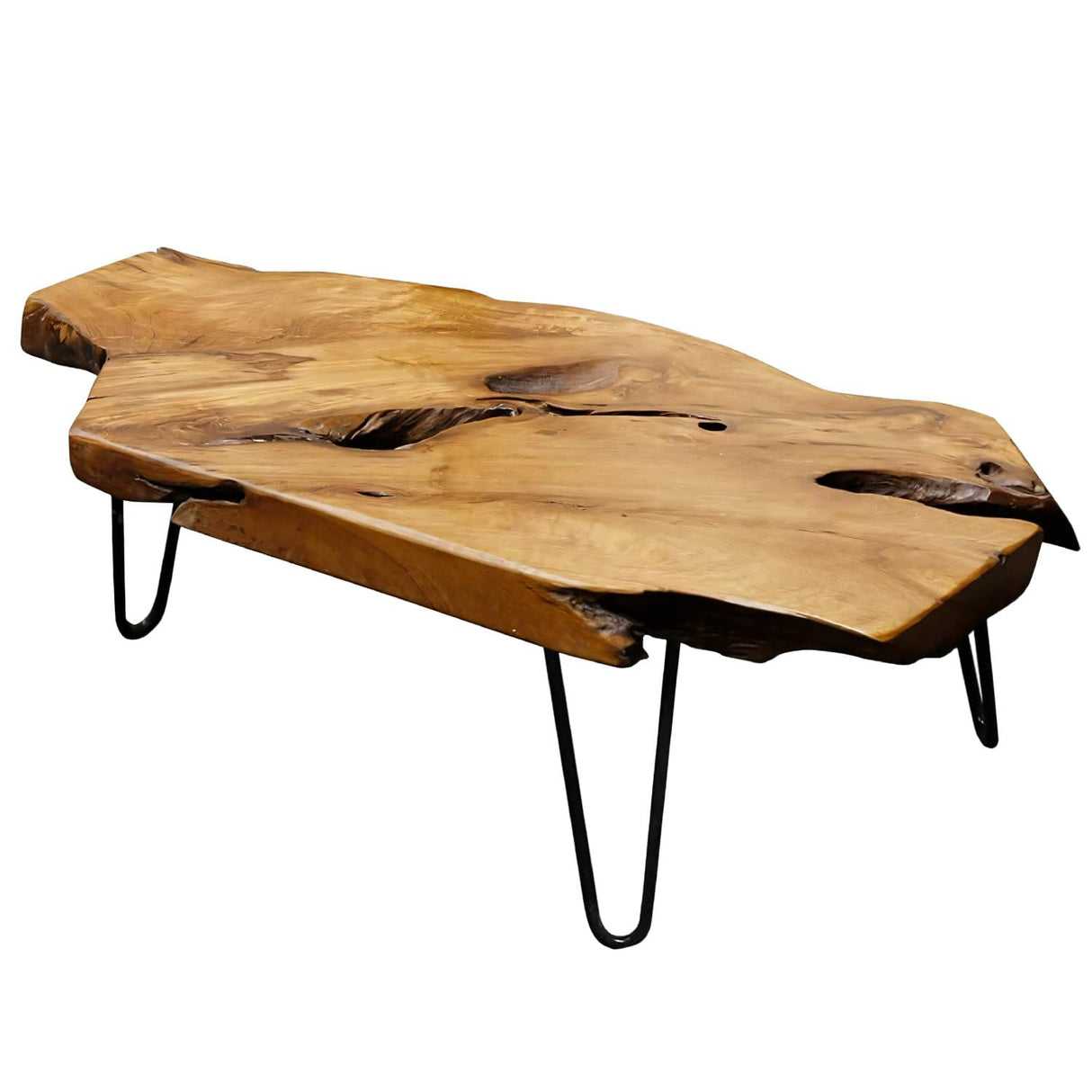 Nalvyue Natural Wood Coffee Table, Live Edge Coffee Table for Living Room, Unique Desktop Nalvyue