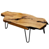 Nalvyue Natural Wood Coffee Table, Live Edge Coffee Table for Living Room, Unique Desktop Nalvyue