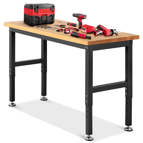 ENJOYWOOD Work Bench for Garage Workbench Adjustable Height Work Table for Shop Woodworking, 60x 22 Heavy Duty Rubber Wood Top for Office, Home, Commercial ENJOYWOOD