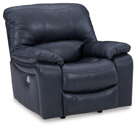 Signature Design by Ashley Leesworth Modern Power Recliner in Leather Match and with Rocking Motion and USB Port, Blue Signature Design by Ashley