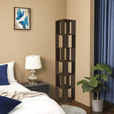 HomeSailing Dark Walnut Rotating Bookcase - Slim 6-Tier Freestanding Storage Unit for Small Spaces HomeSailing