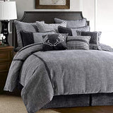 HiEnd Accents Hamilton 4 Piece Comforter Set, Black and White Tweed Bed Set, King Size, Rustic Cabin Lodge Luxury Bedding Set, 1 Comforter, 1 Bed Skirt, 2 Pillow Shams