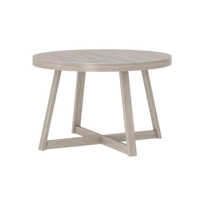 Plank+Beam Round Dining Table, 47 Inch Solid Wood Kitchen Table, Farmhouse Round Table for 4, Small Dinette Table, Seashell Wirebrush - WoodArtSupply