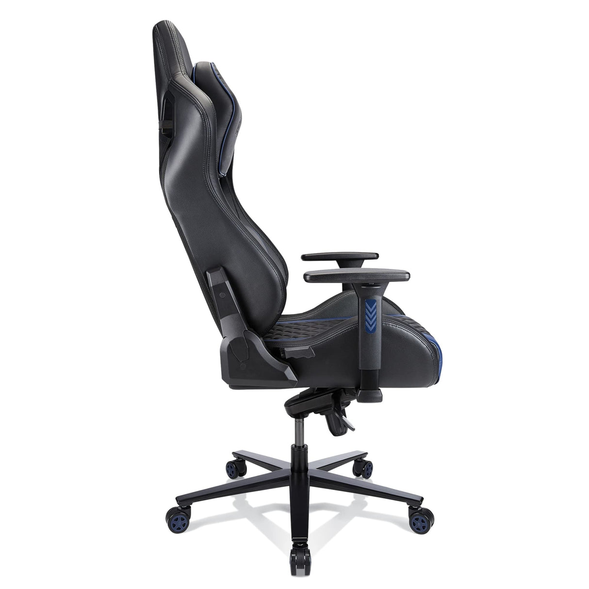 RS Gaming™ Davanti Vegan Leather High-Back Gaming Office Chair, Black/Blue, BIFMA Compliant Realspace