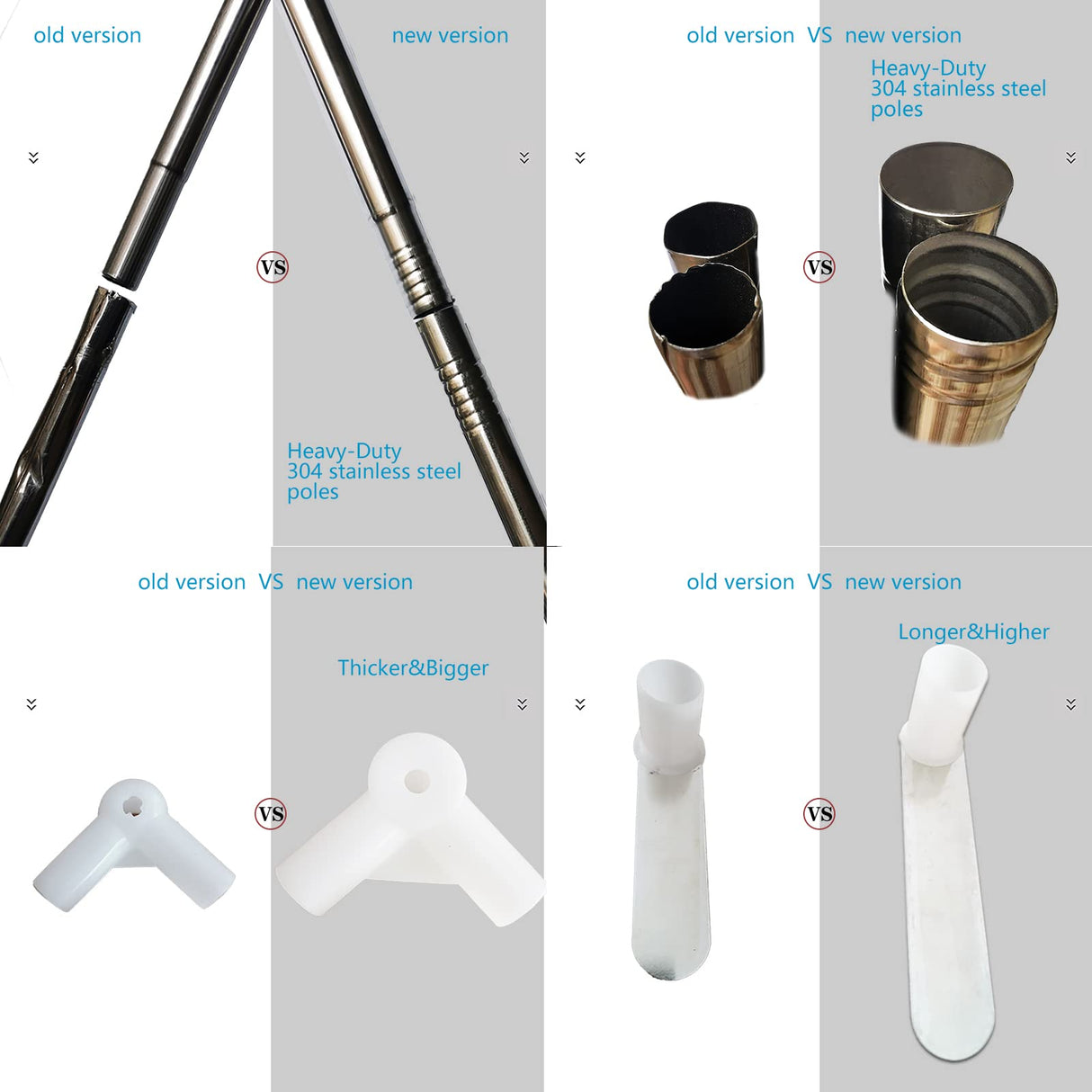 KingKara Canopy Bed Frames Post Queen Full Size Stainless Steel Netting Bed Canopy Frame Poles Four Corner Bed Bracket Fit for Metal Bed Wood Bed Bedroom Décor (Queen) KingKara