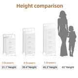 Somdot White Nightstand with Charging Station and LED Light for Bedroom, Tall 3 Drawers Dresser with Fabric Bins for Bedside Kids Dorm Room Closet Laundry Entryway, White Leather Somdot