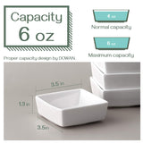 DOWAN Ramekins 6 oz Oven Safe, Square Ramekins for Creme Brulee, Porcelain Souffle Ramekins for Baking, Dessert Bowls Appetizer Bowls Dipping Sauce Dish, Set of 6, White DOWAN