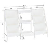 MAHANCRIS Kids Bookshelf and Toy Organizer, 3-Tier Kids Bookcase, Kids Sling Bookshelf, Toddler Toy Storage Organizer with Bookshelf, for Kids Room, Playroom, Bedroom, Nursery, White BKWT34201 MAHANCRIS