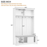Merax Farmhouse Wood Hall Tree with Bench and Storage Drawers, 4-in-1 Coat Rack with 6 Hooks for Entrance, Hallway White Merax