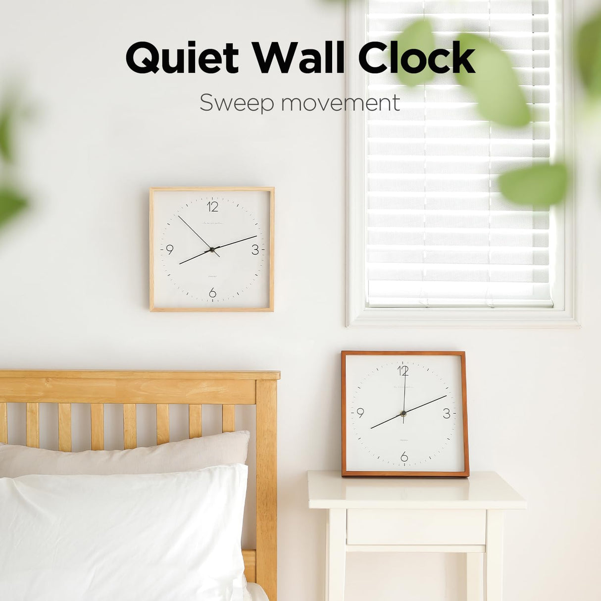 mooas Wooden Frame Flatwood Wall Clock,12" Wood Wall Clock Non-Ticking Sweep Movement Decorative Wall Clock Battery Operated Wall Clock for Home Living Room Kitchen Bedroom Office School(Dark Brown) mooas