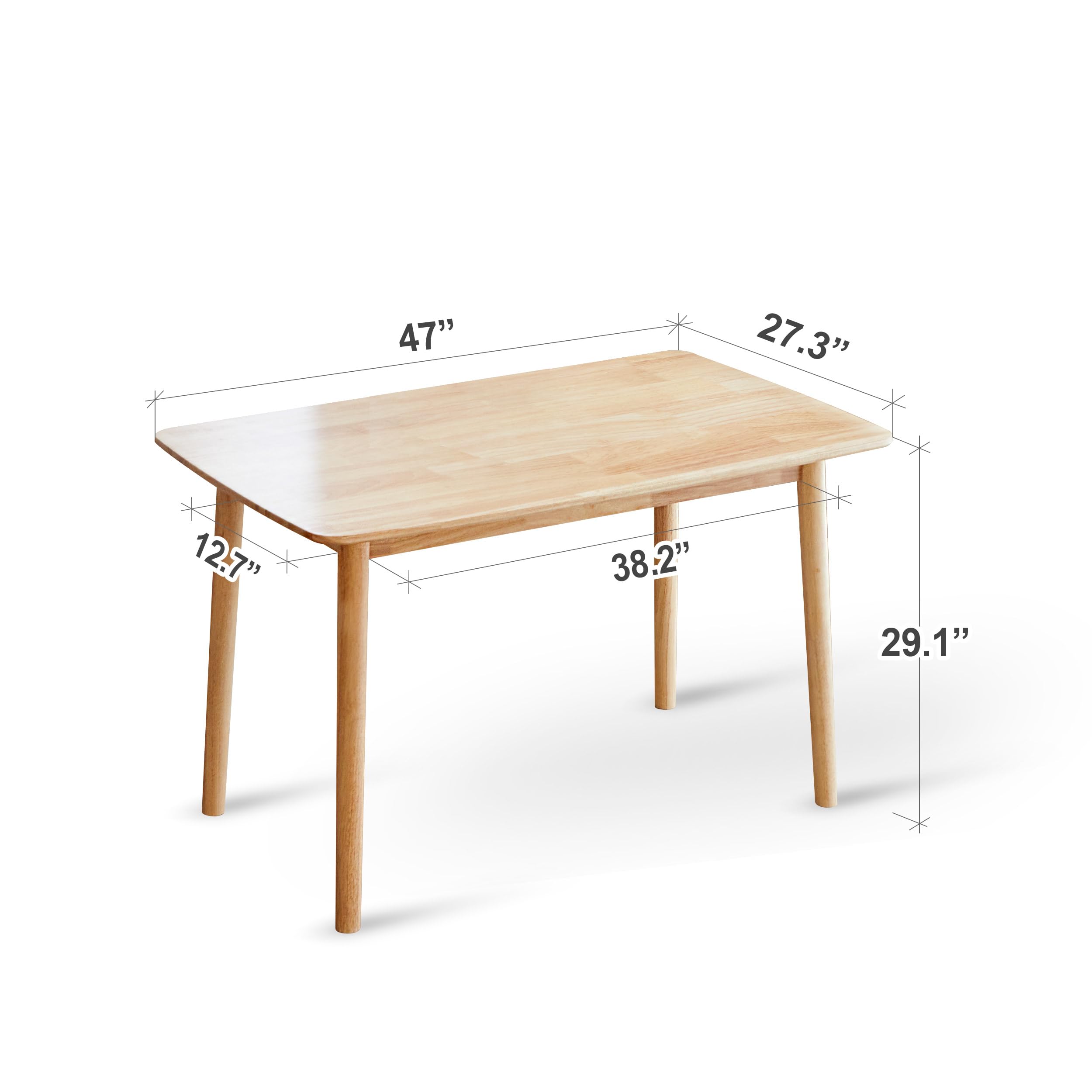 Livinia Aslan 47" Malaysian Oak Rectangular Wooden Dining Table - Thumbnail 3