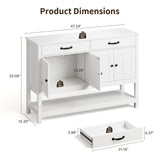 Gizoon 47'' Buffet Sideboard Cabinet with Storage, Modern Farmhouse Coffee Bar with 2 Drawers and Doors, Entryway Table with Shelf for Living Room, Kitchen and Hallway Gizoon