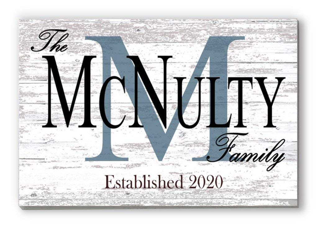 Family Name Sign PERSONALIZED Wedding Gift For Couple Established Monogram Custom Wall Decor EST. Date 16.5" X10.5" (Monogram With Established Date) - WoodArtSupply