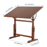 VISWIN 30" x 42" Extra-Large Artist Drafting Table, Adjustable Height & Angle, Solid Pine Wood Drawing Table, Art Table for Adults, Tilts Flat, Craft Table for Painting, Writing, Reading VISWIN