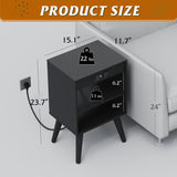WLIVE Black Nightstand, Night Stand with Charger Station, Bedside Table, Side Table with Storage Shelf, End Table with USB Ports and Outlets for Bedroom, 15.12" D x 11.73" W x 23.74" H WLIVE
