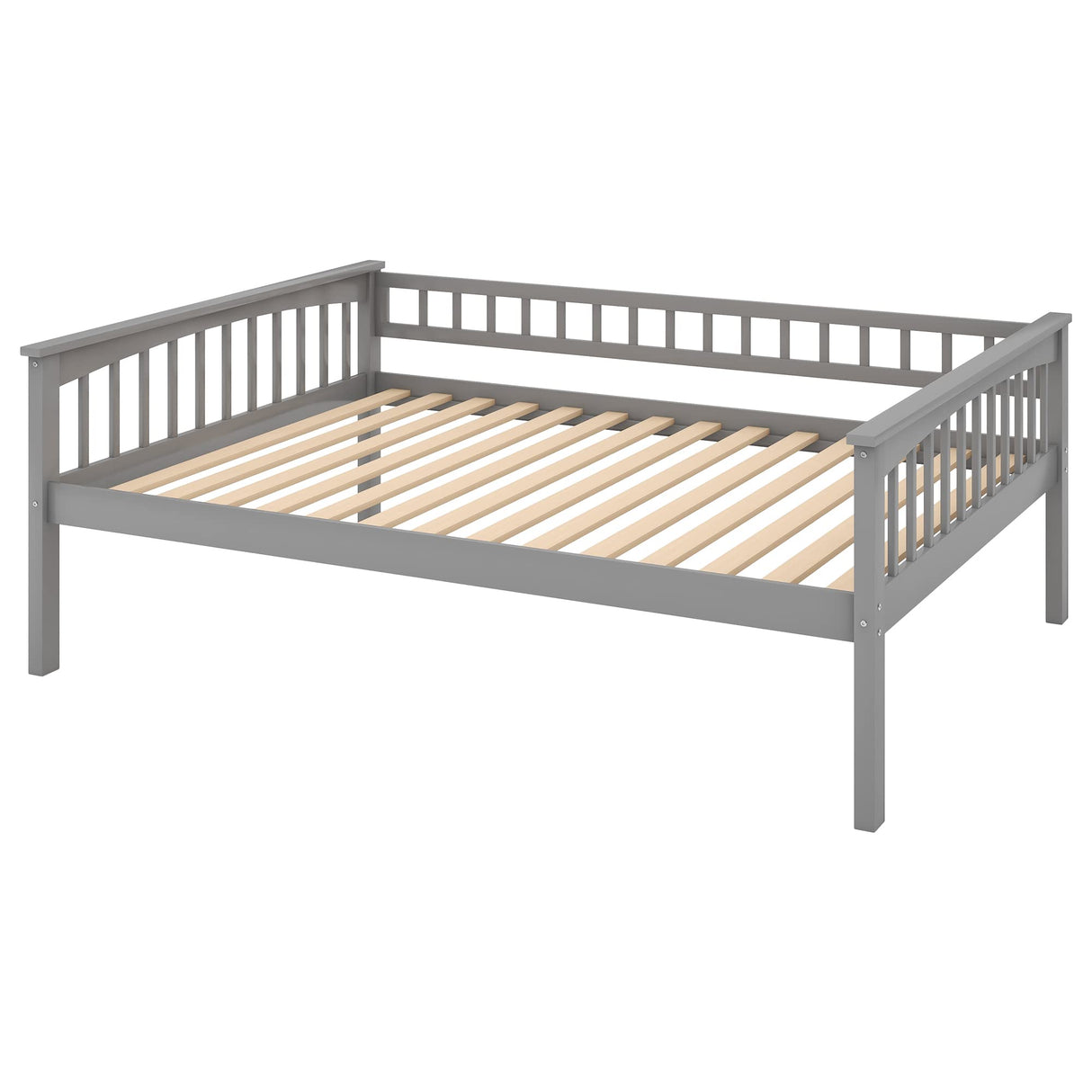 FAROUCHE Full Over Full Bunk Bed with 2 Storage Drawers, Sturdy Solid Wood Bunk Bed Frame with Ladder and Guardrails, Can be Convertible into 2 Platform Bed, Easy Assembly, Grey FAROUCHE