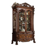 Acme Dresden 2-Door Curio Cabinet with Claw Leg in Cherry Oak Wood Acme