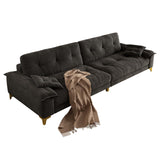 104.7" sectional Couch, mid-Century Modern 4-Seater Comfy Cloud Couch for Living Room Office, Button Tufted upholstered Metal Legs Sofa Sturdy loveseat (Dark Gery, 104.7Inch) Generic