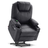 MCombo Dual Motor Large Power Lift Recliner Chair for Elderly, Lay Flat Lift Chair with Heat and Massage, Big Lift Recliner for Tall People, Faux Leather 7815 (Black, Large) MCombo