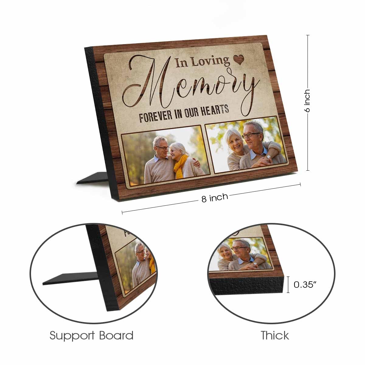 InterestPrint Customized in Loving Memory Picture Frames Forever in Our Hearts 2 Photos Wooden Photo Frame Personalized Tabletop Memorial Photo Frame Sympathy Gifts for Loss of Loved Pet Moth - WoodArtSupply