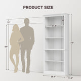 Shahoo 72" Bookcase and Bookshelf, 5-Tier Wood Bookcases with Shelves, Tall Floor Standing Book Shelf Storage Cabinet Home Decor Furniture for Living Room, Home Office 1 Pcs, White Shahoo