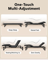 Mixcous King Size Adjustable Bed Frame with Quiet Motor - Head & Foot Incline, Zero Gravity, Wireless Remote Control, Easy Installation (79" L x 74" W x 12.72" H) Mixcous