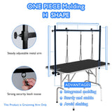 LEIBOU H-Shape Dog Grooming Arm Pet Supplies Grooming Table Arm with 3 Noose and Clamp Heavy Duty Aluminum Alloy Frame with 35.4” Adjustable Height and 36.2” ~ 50” Adjustable Width Dog Grooming Kit LEIBOU